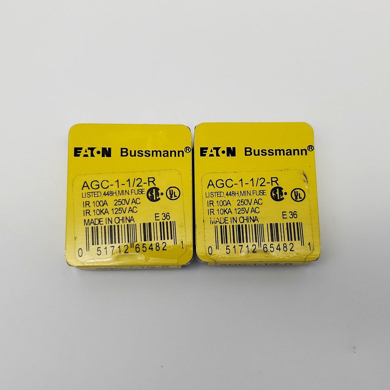 Bussmann AGC-1-1/2-R Fuses 1.5A 250V Glass Tube Fast Acting Pack of 10 1