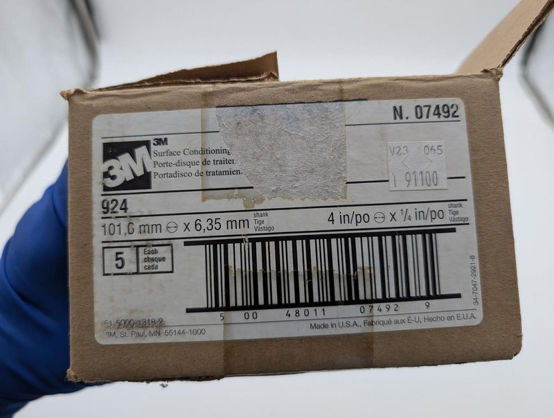 3M Scotch-Brite 4" Conditioning Disc Backing Pad Holder 1/4" Shank 924 Pack of 5 5