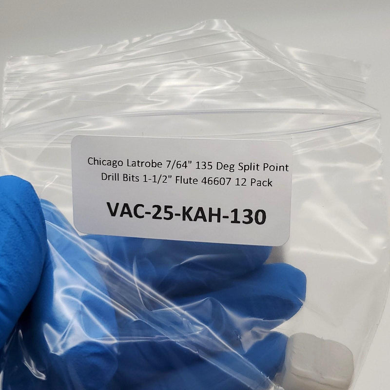 Chicago Latrobe 7/64" 135 Deg Split Point Drill Bits 1-1/2" Flute 46607 12 Pack 5