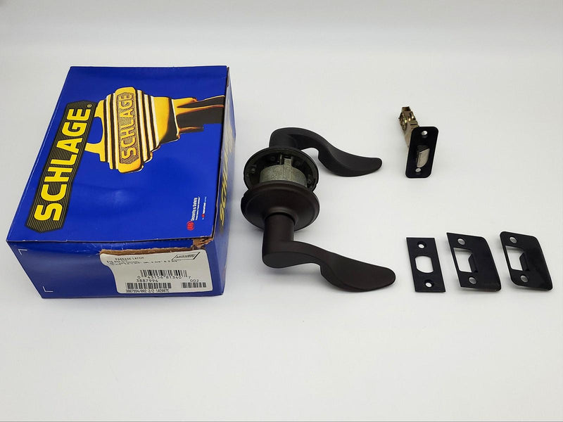 Schlage Door Lever Passage Latch 2-3/8" or 2-3/4" BS Oiled Bronze Avanti F10 3