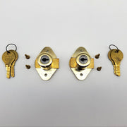 2x Eagle Drawer Locks 711 Bright Brass 7/8" L x 0.85" Dia 0.5" Throw Keyed Diff 1