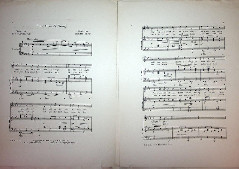 1917 The Siren's Song Vintage Sheet Music Large Leave It To Jane Musical Comedy 2