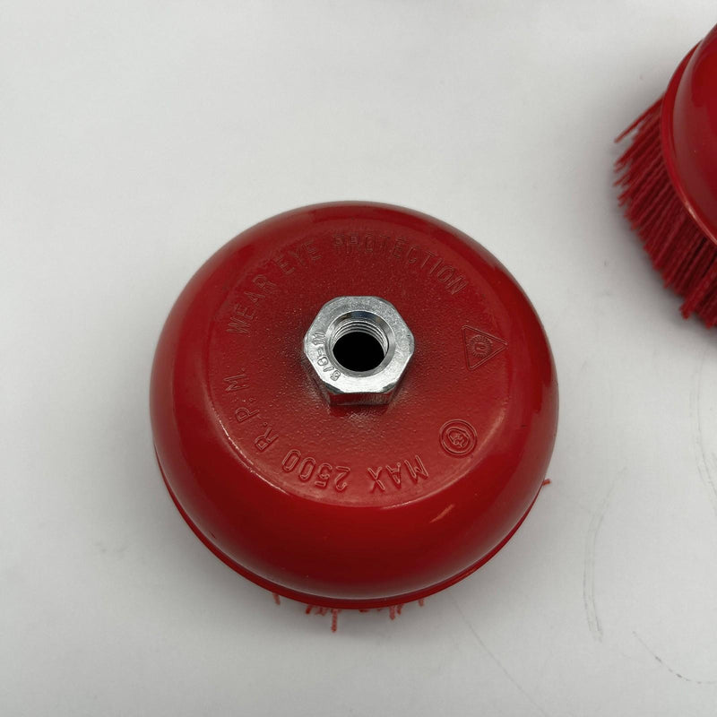 Langeman Cup Brush 6inch Nylon Filament 5/8-11 Thread 2500 Max RPM Lot of 3 7