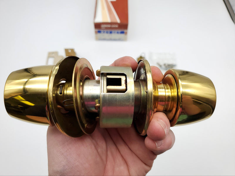 Arrow Entry Door Knob Lock Bright Brass 2-3/8" Backset 351 Cylindrical Lockset