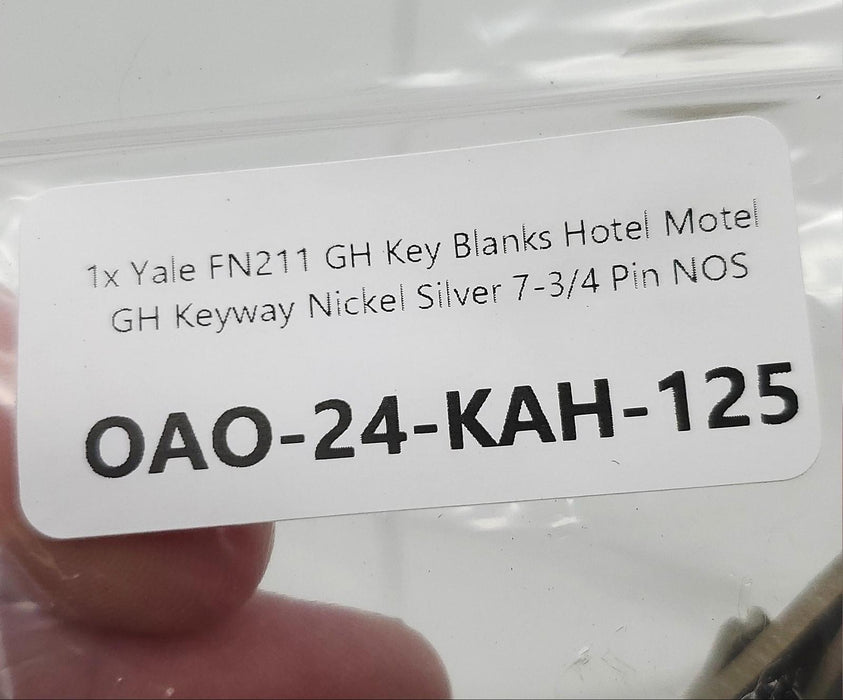 1x Yale FN211 GH Key Blanks Hotel Motel GH Keyway Nickel Silver 7-3/4 Pin NOS 3