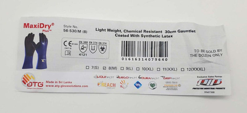 PIP Chemical Resistant Gloves 12" L Size Medium Maxidry 56-530 Pack of 12 5