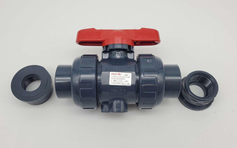 Asahi AV 1605010 1" Ball Check Valve True Union PVC Inline Valve FKM Seal 1