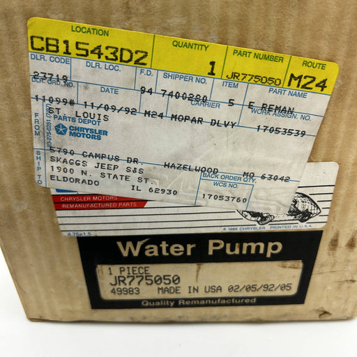 Mopar JR775050 Pump Package Coolant Remanufactured OEM for 81-86 Jeep CJ 5-8 2