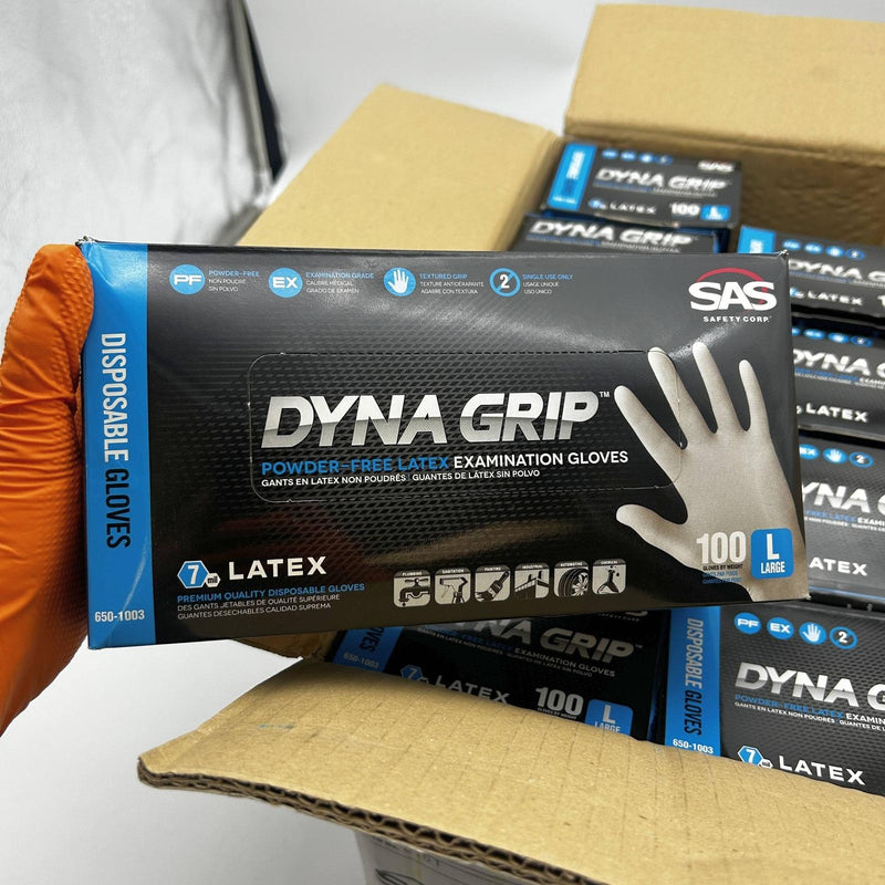 Dyna Grip 650-1003 Disposable Gloves Sz Large 7 Mil Powder Free Latex 1000/Case 5