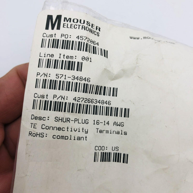 TE Connectivity 34846 Shur-Plug Terminal 16-14 AWG Crimp Straight Lot of 20 2