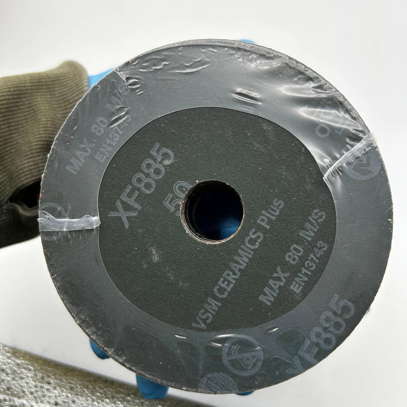 VSM 149552 Resin Fiber Disc 5" x 7/8 50 Grit XF885 Ceramic Plus SAOE 100 Discs 7