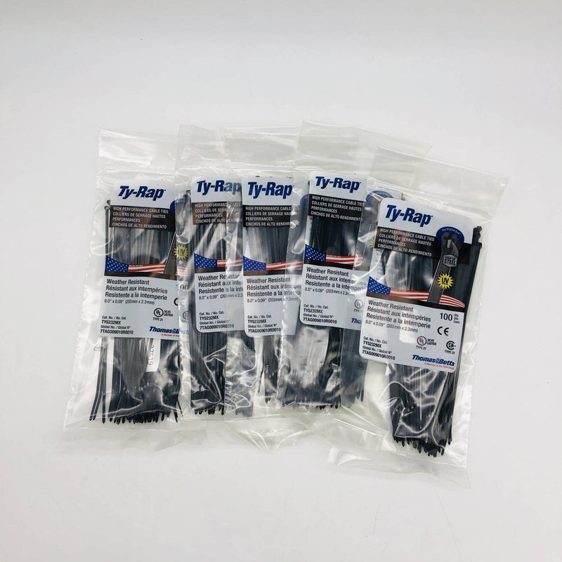 Thomas & Betts TY5232MX Cable Tie Ty-Rap 18lb 8in UV Black Nylon 500pk (.10/pc)