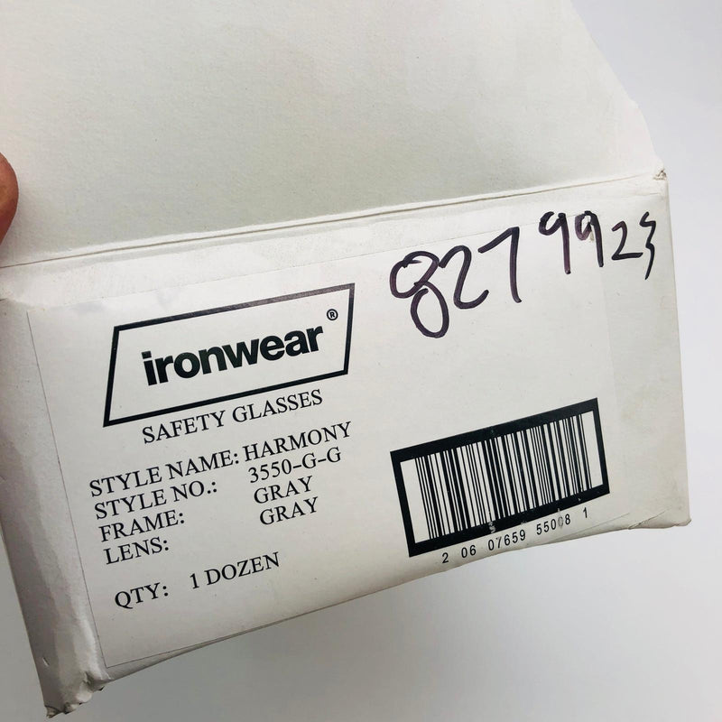 12x Ironwear 3550-G-G Safety Glasses Harmony Gray/Gray 1 Piece Lens Scratch Resi 3