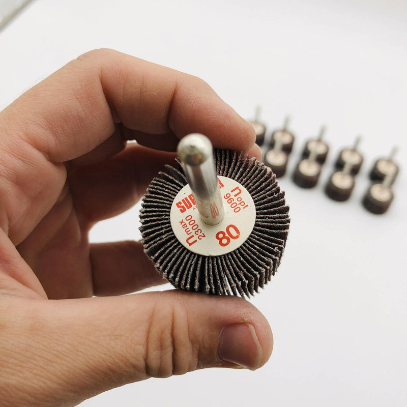 Superior Abrasives 10115 Mounted Flap Wheel 1.5in x 1in x 1/4in 80 AO 10/Box 5