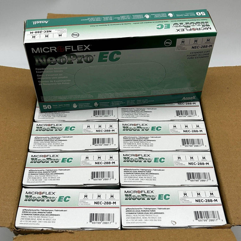 Microflex NEC-288 Disposable Gloves Medium Extended Cuff Neoprene 500pcs/Case