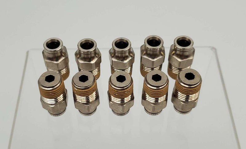 Norgren IMI 1/4" NPTF Push-In Straight Fittings 124250428 PNEUFIT Box of 10 1