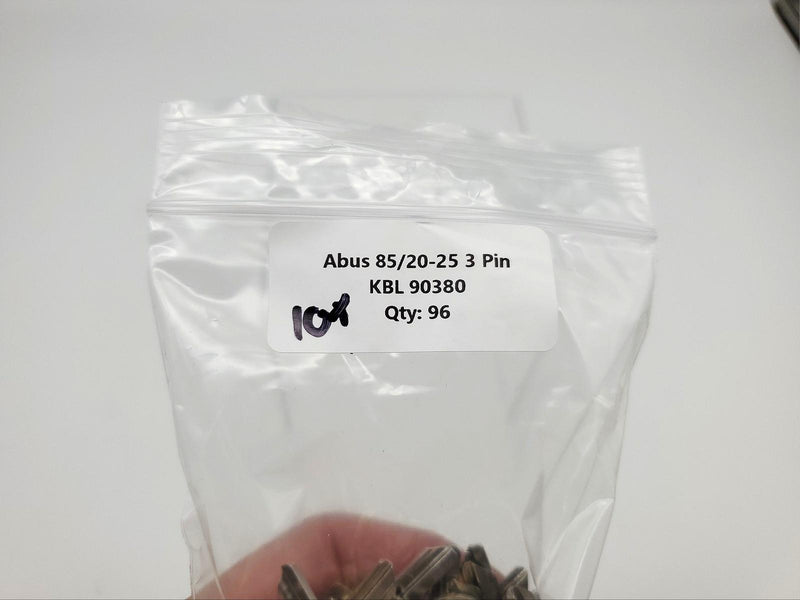 10x Abus 85/20-25 KBL Key Blanks Nickel Plated 3 Pin fits 85/20 & 85/25 Padlocks 3