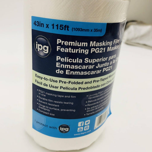 Pre-Taped Masking Film 43" X 115' Clear Intertape IPG 99870 PTHMF w/PG21 2 Rolls 2