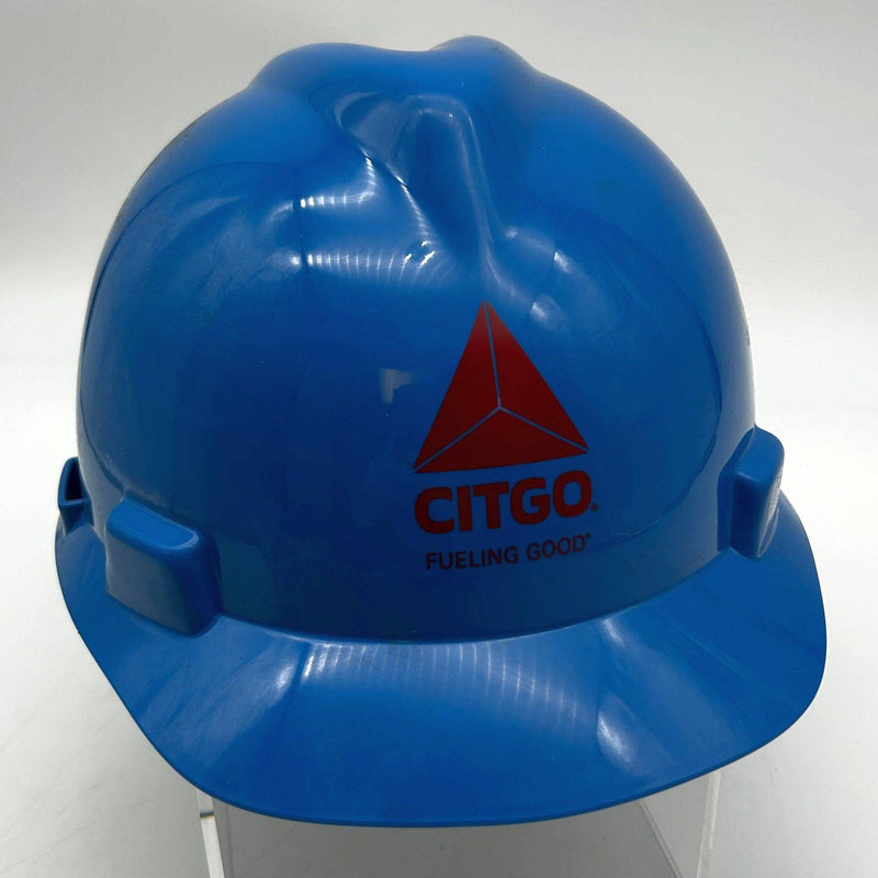 MSA 475359 Hard Hat V Gard Blue Cap Oil Oilfield Refinery Memorabilia Staz-On 1