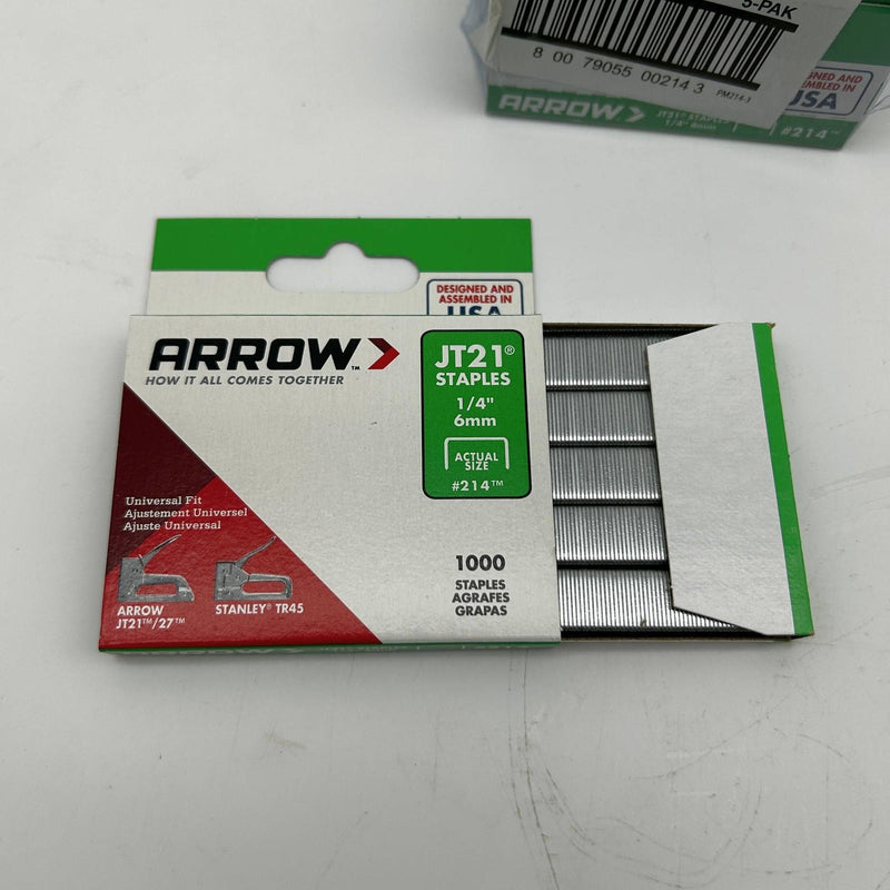 Arrow JT21 Staples 1/4" 6mm #214 Universal Fit JT-21/JT21CM 10pks/10000 Total