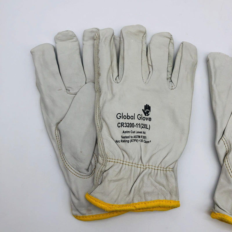 Global CR3200-11 Leather Driver Work Gloves Sz 11 2XL Keystone Thumb 2 Pairs 5