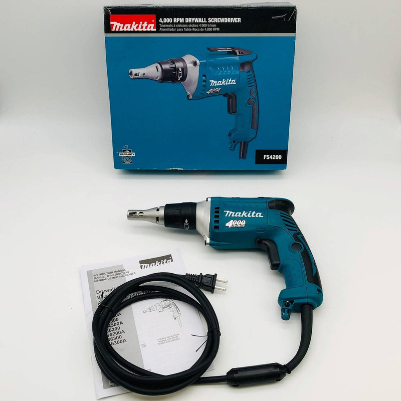Makita FS4200 Drywall Screwdriver Screw Gun 4000 RPM Corded 1/4in Chuck Hex 6A 1