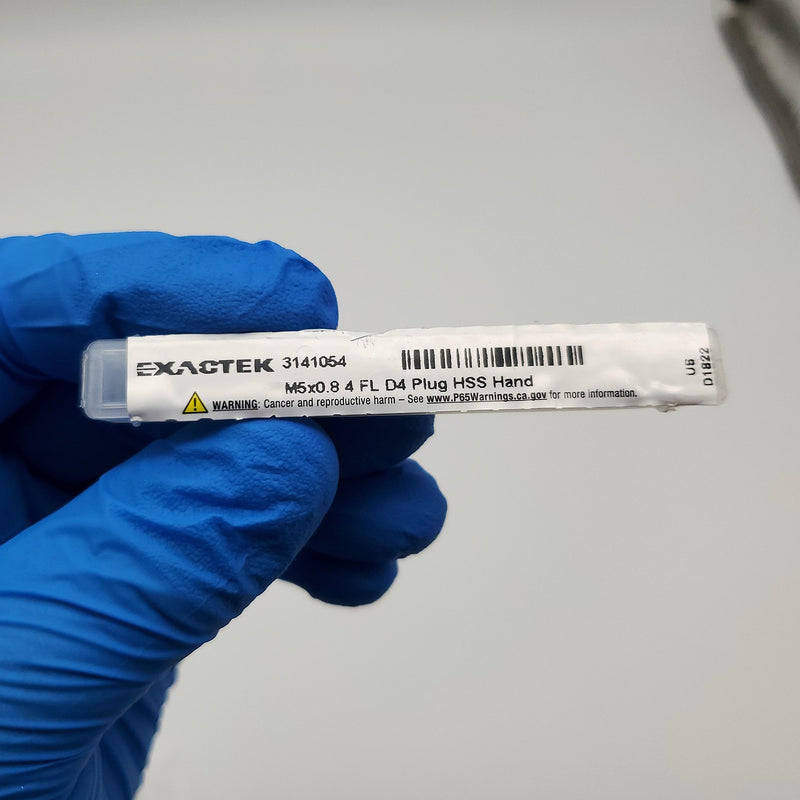 M5X0.8 D6 Hand Plug Tap 4 Flute High Speed Steel Exactek 3141054 5