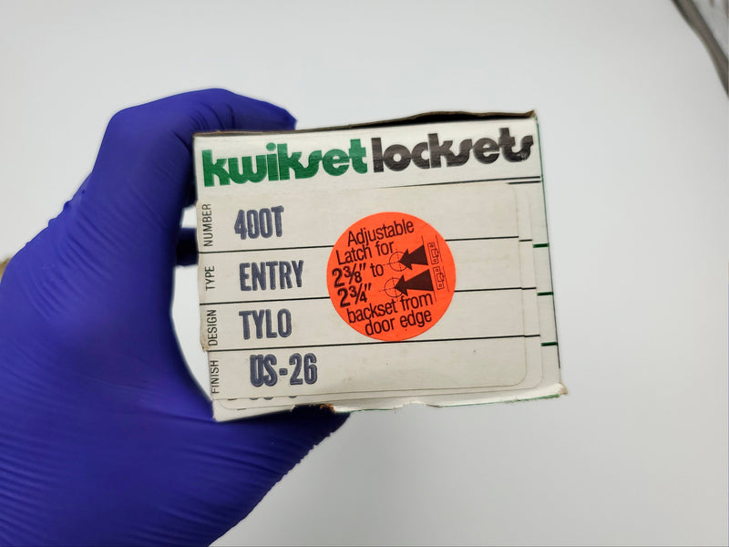 Kwikset Entry Door Knob Lock Polished Chrome Tylo 2-3/8" to 2-3/4" Backset 400T