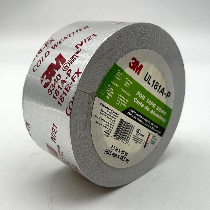 3M Aluminum Foil Tape 3340 2.5" x 50 yd 4.0 mil Silver HVAC Sealing and Patching 1