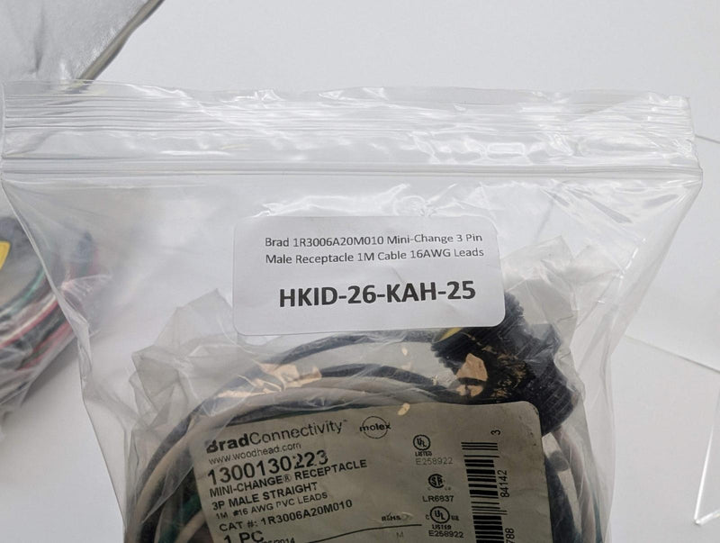 Brad 1R3006A20M010 Mini-Change 3 Pin Male Receptacle 1M Cable 16AWG Leads 5