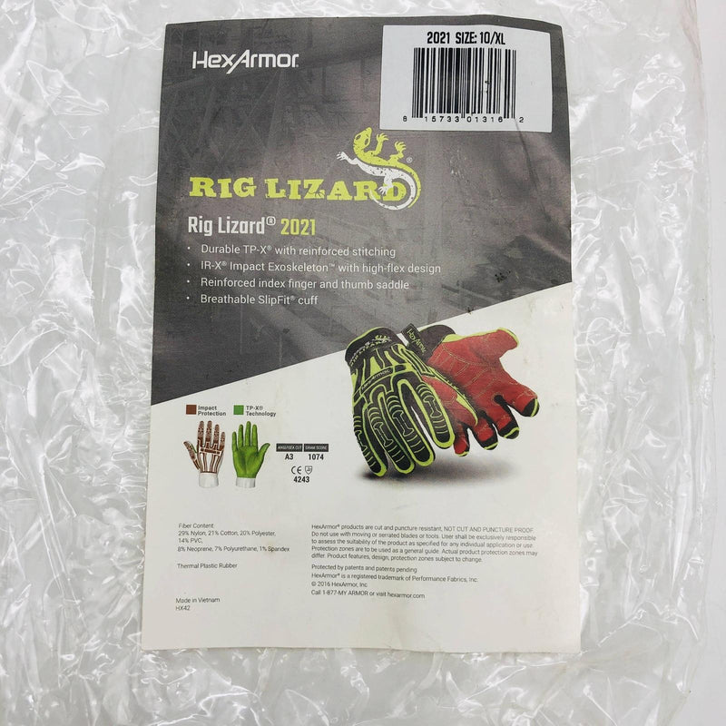 HexArmor Rig Lizard 2021 Work Glove Sz XL Mechanics Hi Vis Cut Resistant 1 Pair 2