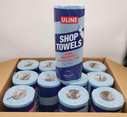 Shop Towels 55 Sheets Pack of 12 Rolls Cleaning Wipes Uline S-18119 1
