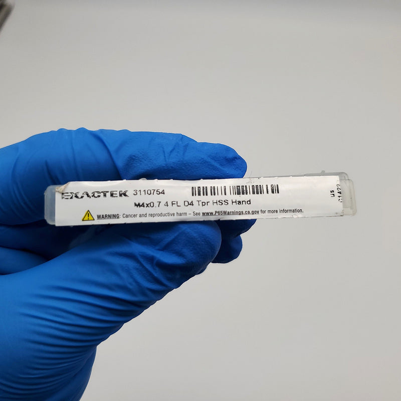 M4x0.7 Hand Tap 4 Flute D4 Taper High Speed Steel Exactek 3110754