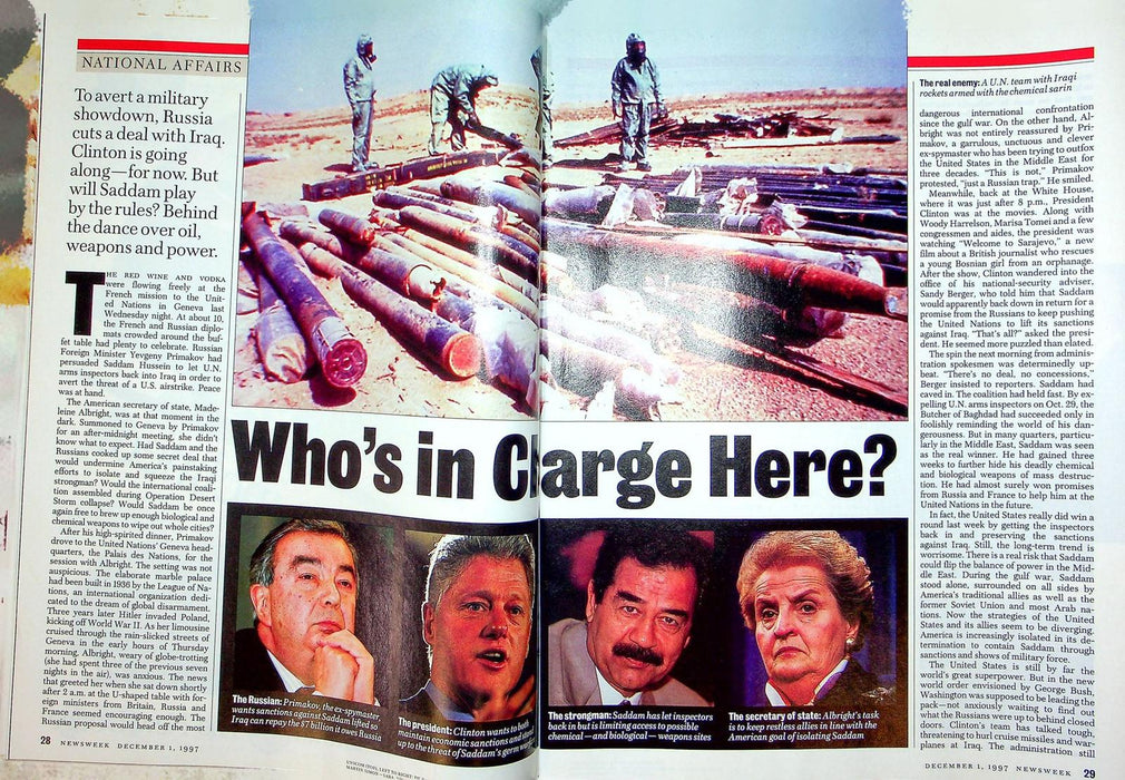 Newsweek Magazine December 1 1997 Saddam Weapons Mass Destruction Bill Clinton 4