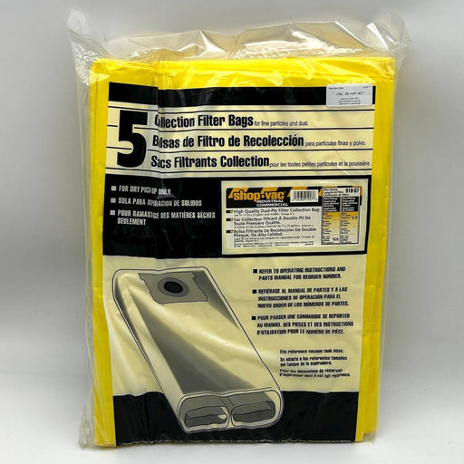 Shop Vac 919-07 Filter Bags Industrial Commercial Dual Ply for 15-20 Gal 5pk 1