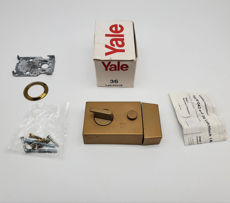 Yale Rim Door Lock No 36 Spring Latch 1-3/8" to 2-1/4" Doors Brass No Cylinder
