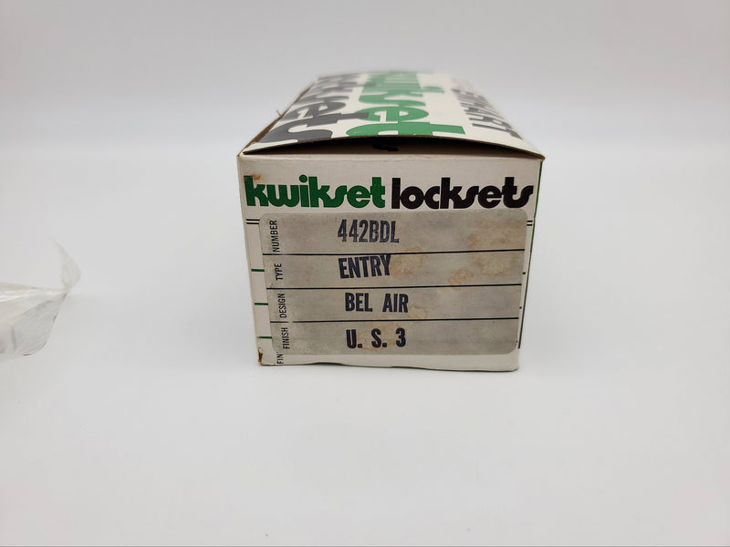 Kwikset Entry Door Knob Double Cylinder 2-3/8" Backset Bel Air Polished Brass