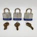 3x Master Lock Padlocks No 3 0.75" L x 0.30" D Shackle 1.5" Body Keyed Alike NOS 1