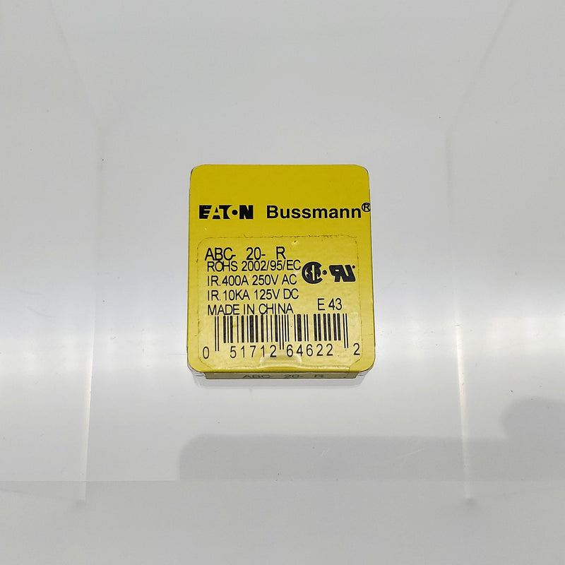 Bussmann ABC-20-R Fuses 20A 250V Fast Acting Ceramic Pack of 5 1