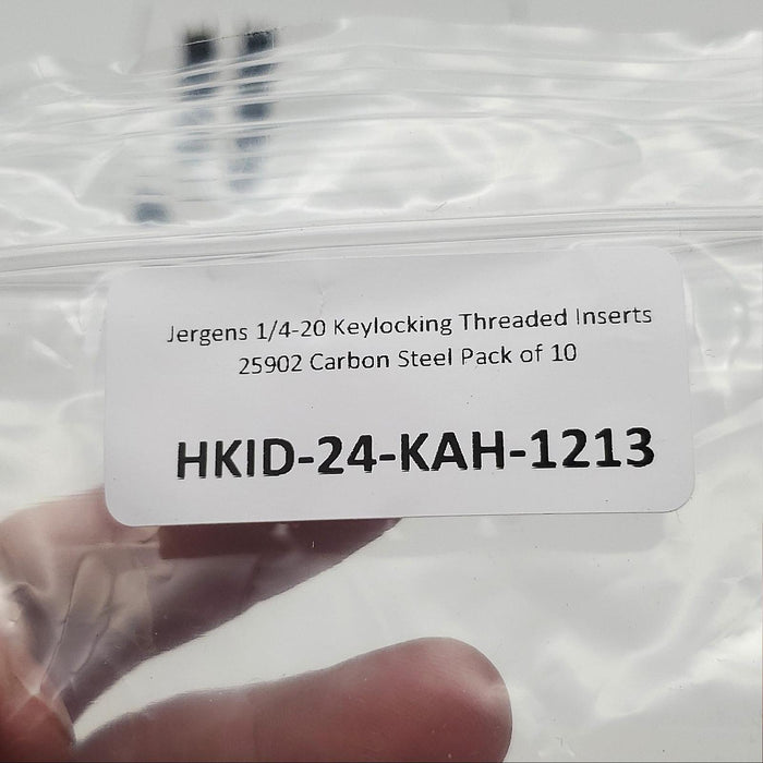 Jergens 1/4-20 Keylocking Threaded Inserts 25902 Carbon Steel Pack of 10 5