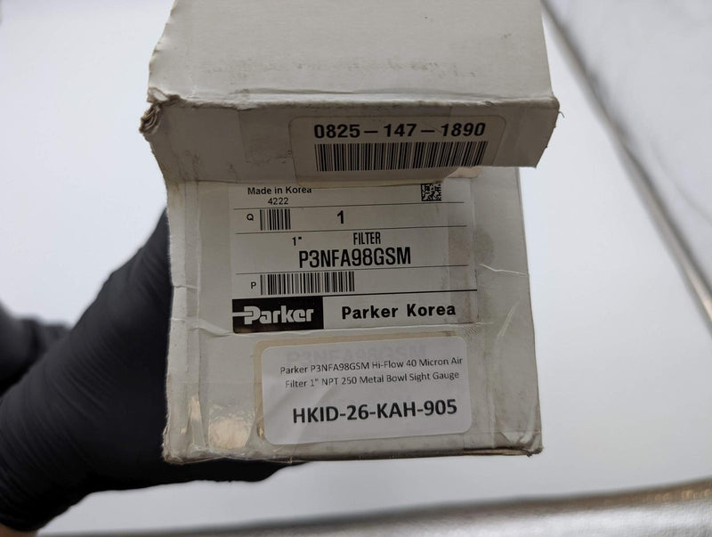 Parker P3NFA98GSM Hi-Flow 40 Micron Air Filter 1" NPT 250 Metal Bowl Sight Gauge
