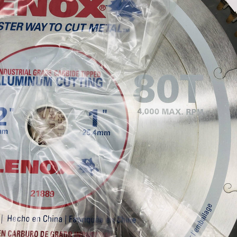 Lenox 21889 Circular Saw Blade 12" w/ 1" Arbor 80T Carbide Tip Aluminum Cutting 3