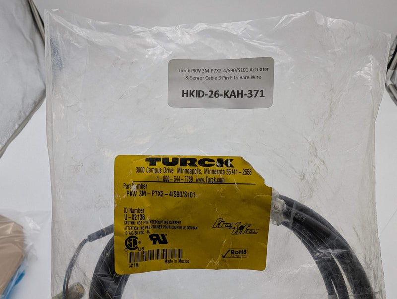 Turck PKW 3M-P7X2-4/S90/S101 Actuator & Sensor Cable 3 Pin F to Bare Wire 5