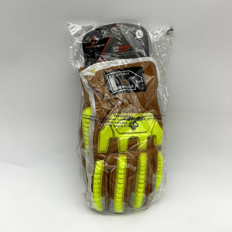 Superior Endura 378CKGVB Drivers Gloves Large Cowgrain Hi-Viz TPR Back 1 Pair