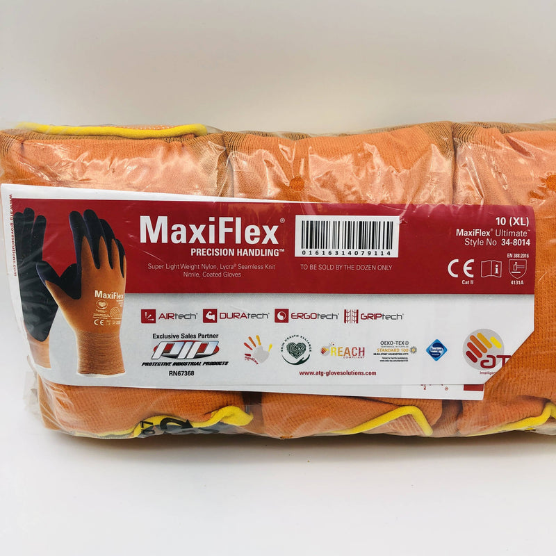 Maxiflex 34-8014 Cut Resistant Gloves XL Micro-Foam Nitrile Hi Viz Orange 12 Prs 2