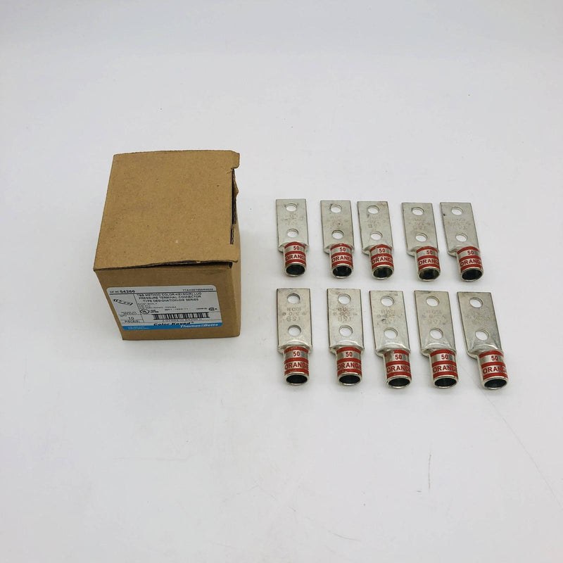 Thomas & Betts 54266 Lug Compression Connector Barrel Shape 2-Hole Orange 10pk 7