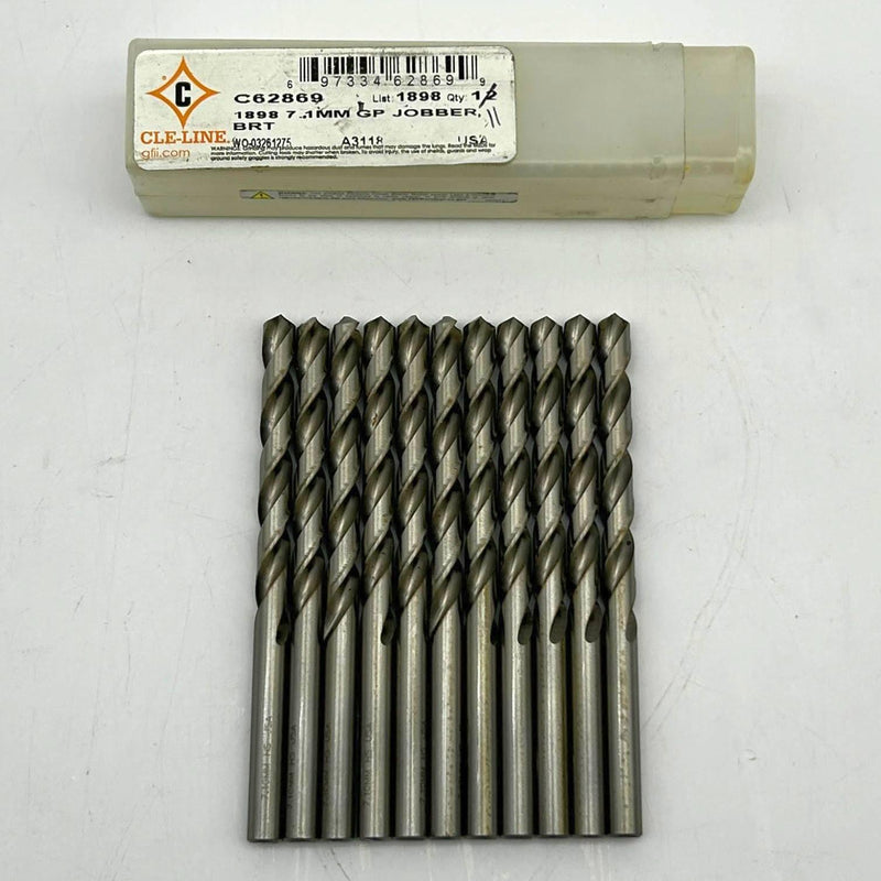 11pk Cle-Line C62869 Jobber Length Drill 1898 7.1mm General Purpose HSS Bright