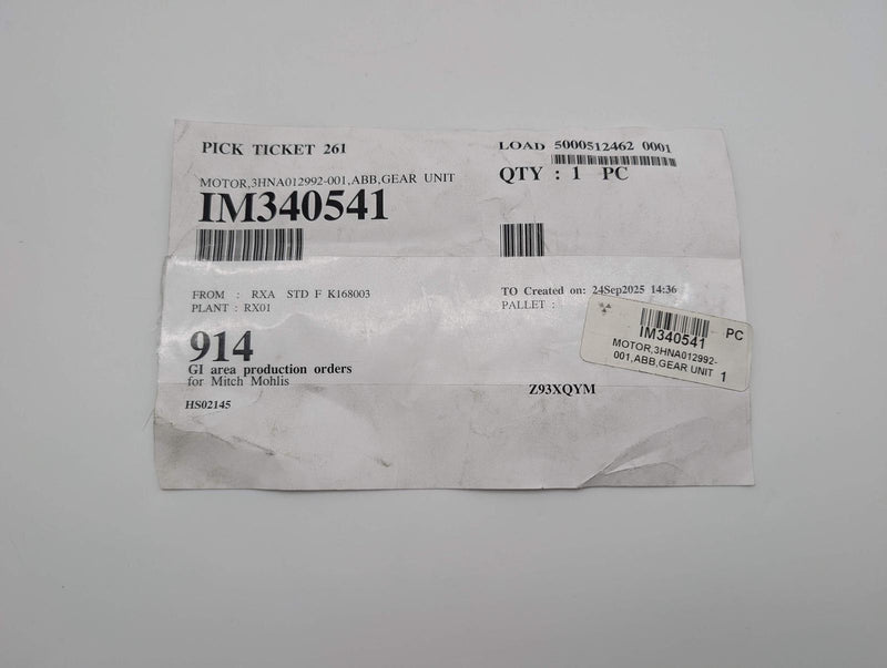 ABB 3HNA012992-001 Motor Gear Unit 12.6:1 Ratio for IRB 5500 / IRC5P