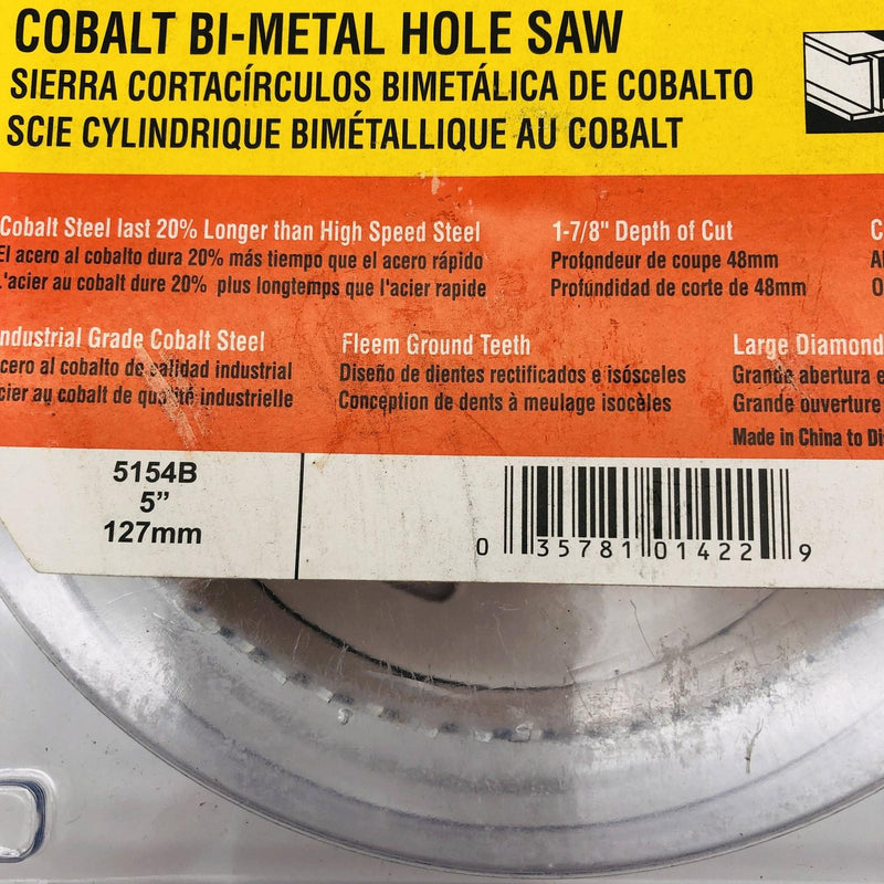 Blu-Mol Xtreme 5154B Hole Saw 5"/127MM Cobalt Bi-Metal 1-7/8" Depth of Cut 2