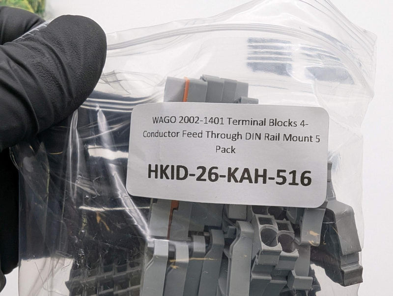 WAGO 2002-1401 Terminal Blocks 4-Conductor Feed Through DIN Rail Mount 5 Pack 4
